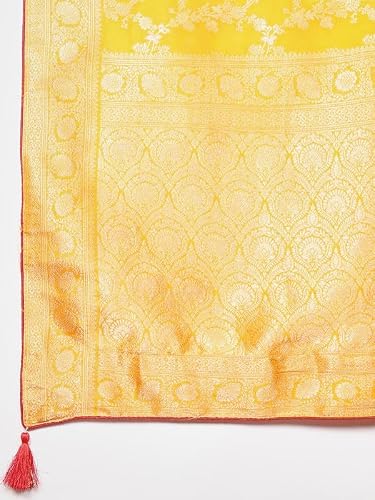 Meena Bazaar Woven Art Silk Saree With Blouse Piece | Mustard