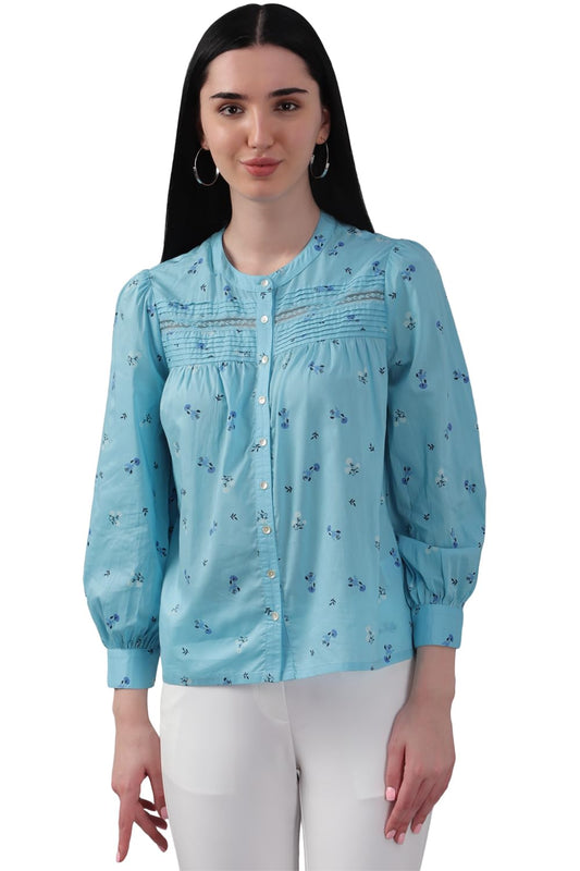 Allen Solly Women's Regular Fit Shirt (AHSFCRGBA20878_Blue