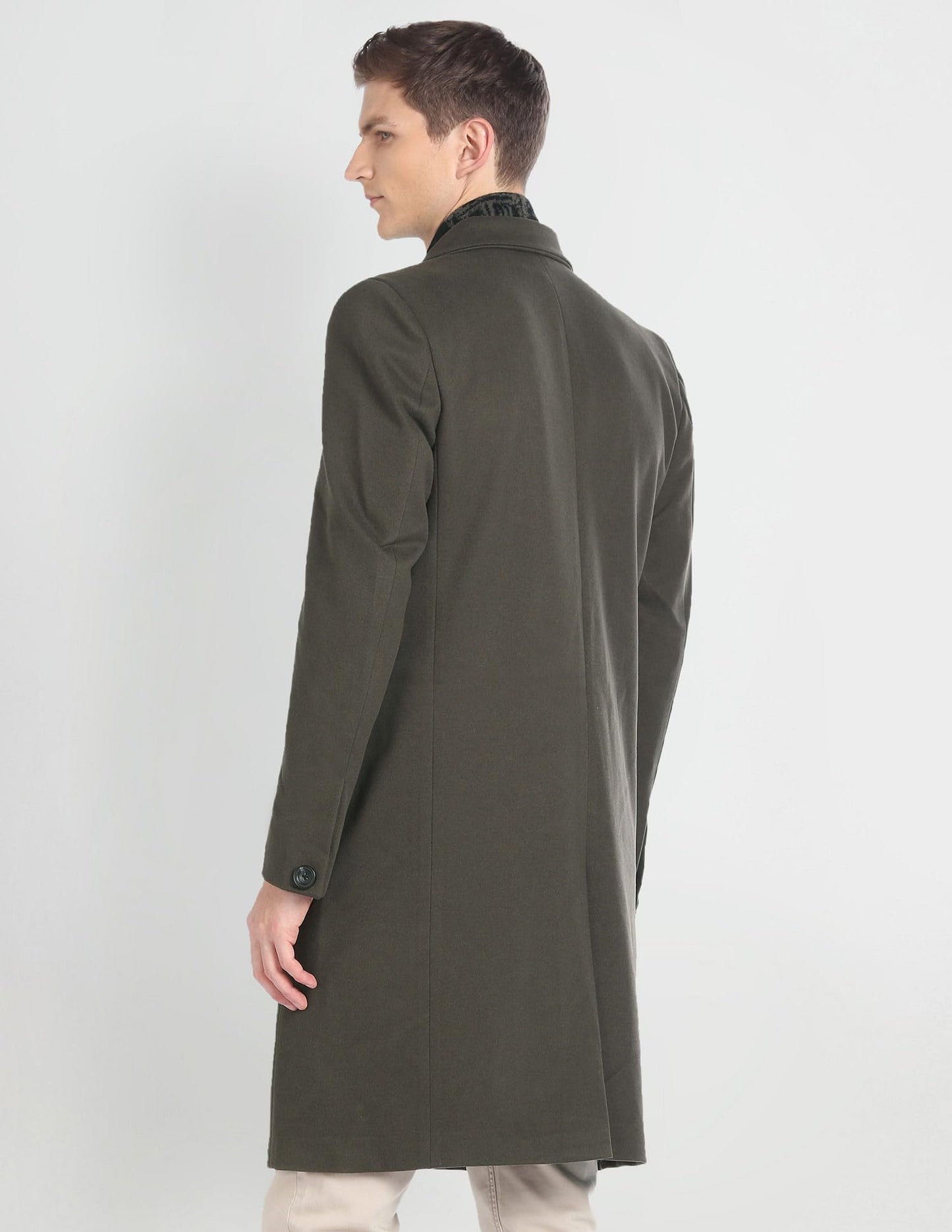 Arrow Men's Polyester Trench Standard Length Coat (ASAGJK4788_Olive, 2XL