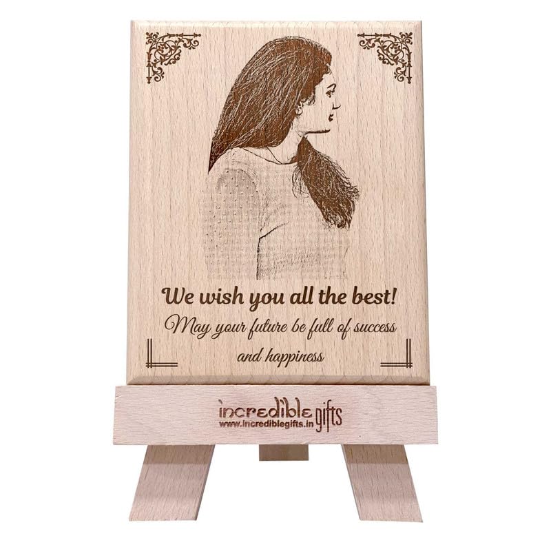 GFTBX Farewell Gift For Colleagues Or Boss - Personalized Engraved Rectangular Wooden Photo Frame With Photo Customized Gifts For Office Colleague (5X4 Inches, Wood), Tabletop
