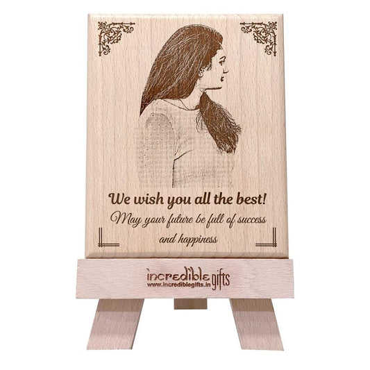 GFTBX Farewell Gift For Colleagues Or Boss - Personalized Engraved Rectangular Wooden Photo Frame With Photo Customized Gifts For Office Colleague (5X4 Inches, Wood), Tabletop