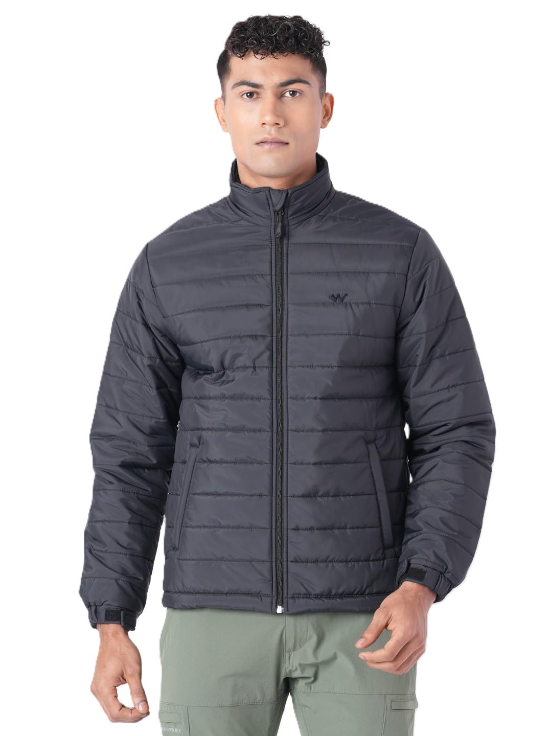 Wildcraft Men Alpine Solid Nylon Blend Collored Casual Quilted Husky Jacket, Full Sleeve - Regular fit, Black, XXL