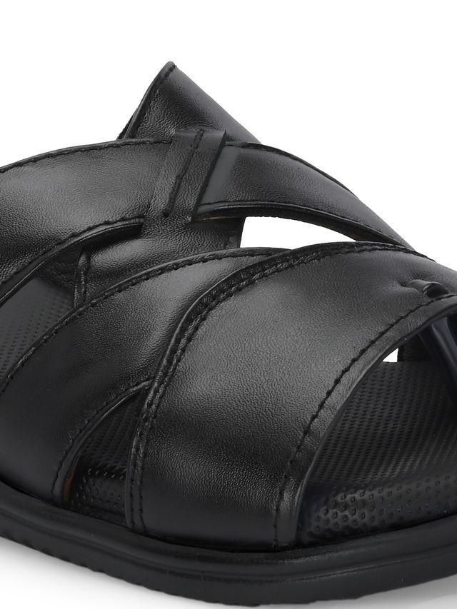 Mens Toasty Toes Black Leather Slippers