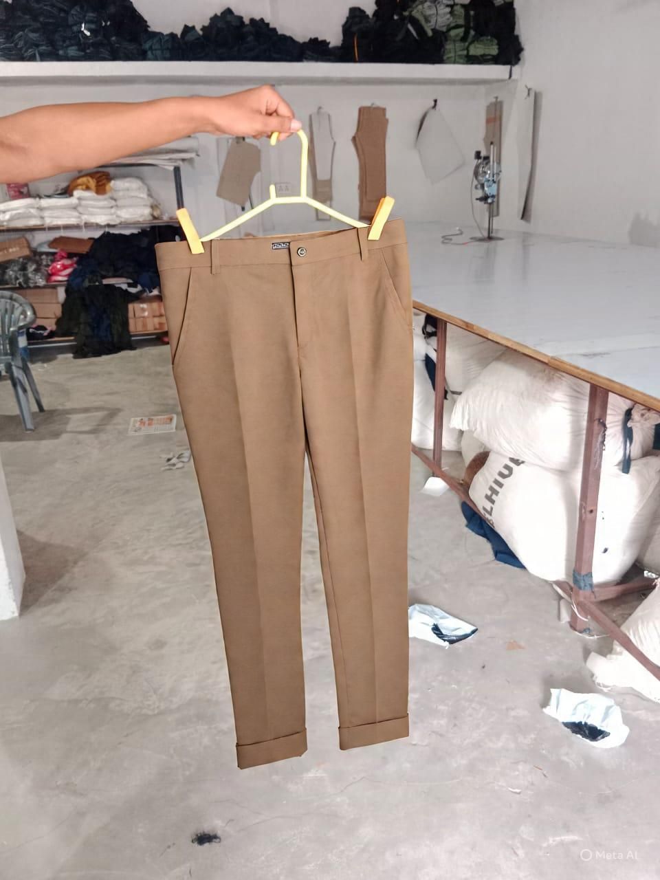 Men Regular Khaki Solid Chinos