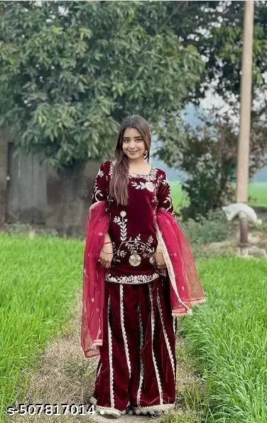 Velvet With Embroidered Work Pakistani Suit