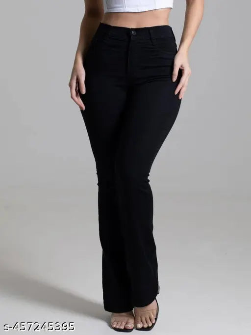 H&H Women BLACK Jean Bootcut High-Rise Clean Look Stretchable Jeans