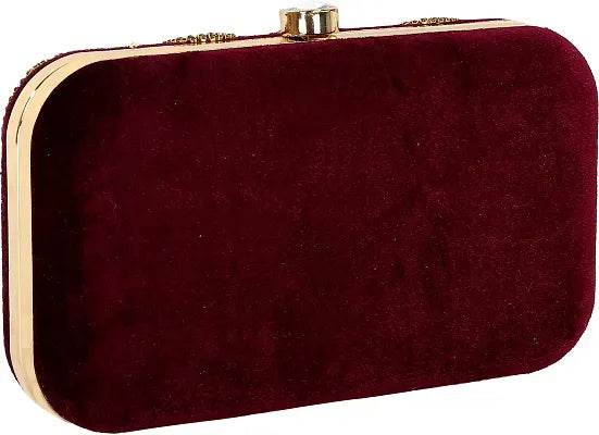 Flawo Party Formal Casual Maroon  Clutch