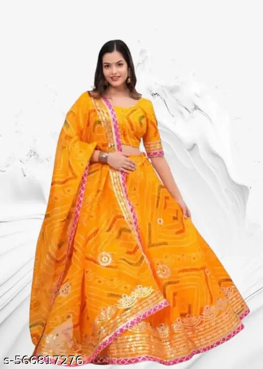 YELLOW TRADITIONAL SILK CHANIYA CHOLI / LEHENGA CHOLI