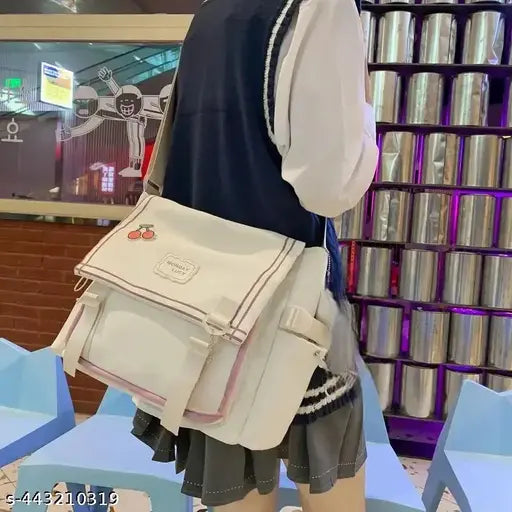 Cute Korean Style Crossbody Sling Bag, Korean Canvas Bag Large Capacity Bag Multi-functional Bag One Shoulder Crossbody Tution Bag, Study Bag (PACK OF 1) RANDOM COLOUR SEND