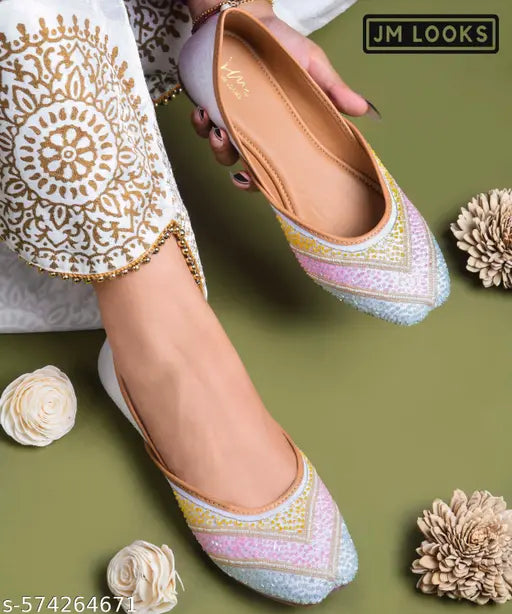 JM LOOKS Embroidered Ethnic Jutti for Women – Festive & Wedding Wear -
