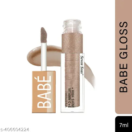Seven Seas Babe Glittery Lip Gloss With High Shine Lip Color For Glossy Look |Lightweight Non Sticky Lip shiner For Moisturizing Lips (Rose,7ML)