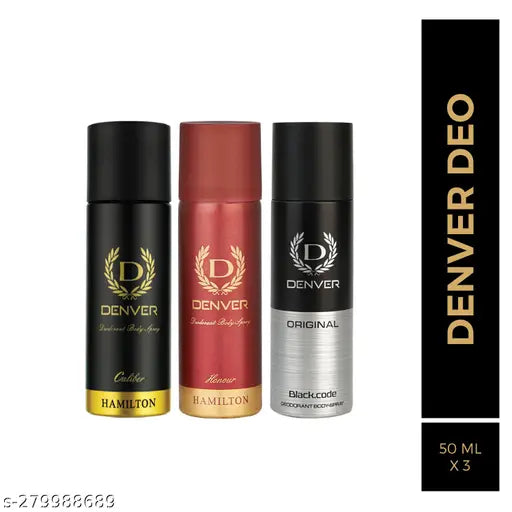 DENVER Caliber,Honour & Black Code Nano Travel Size Pack Deo Perfume Body Spray - For Men  (50ml X 3 )