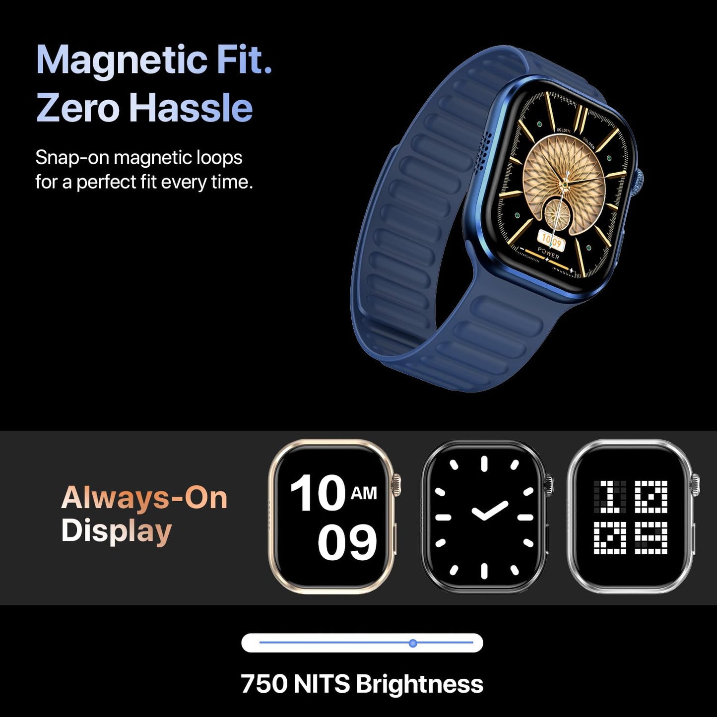 Fire-Boltt Brillia Pro Smart Watch with 51.3mm (2.02 inch) AMOLED Display, Bluetooth Calling, SpO2, Heart Rate Monitoring, 120+ Sports Modes, IP67 Waterproof, Long Battery Life (Blue)