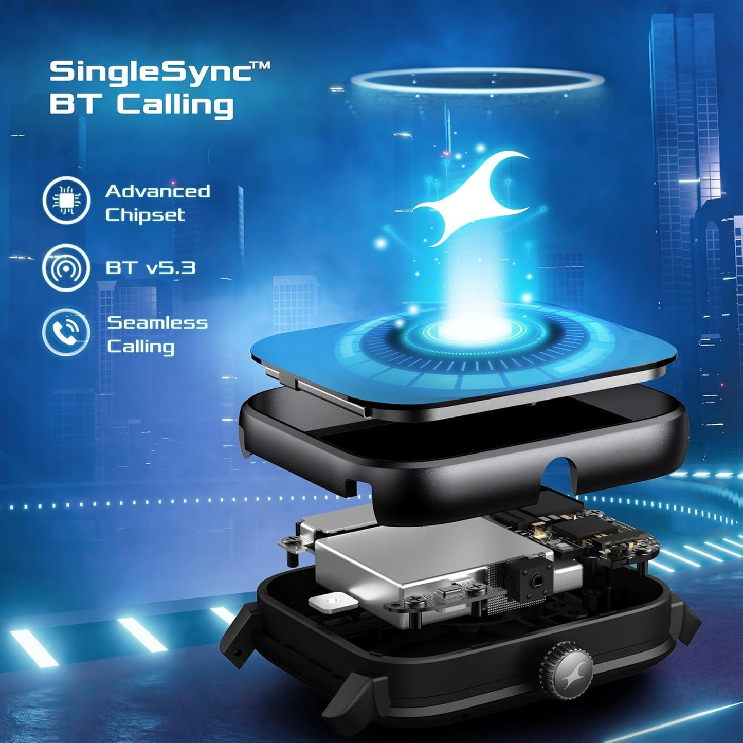 Fastrack Smart Watch Phantom 1.85 Super Ultravu Display Fashionable Metal Design Functional Crown (Black)