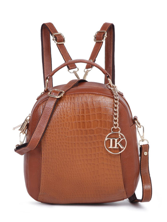 TEAKWOOD LEATHERS WOMEN TAN TEXTURED BACKPACK
