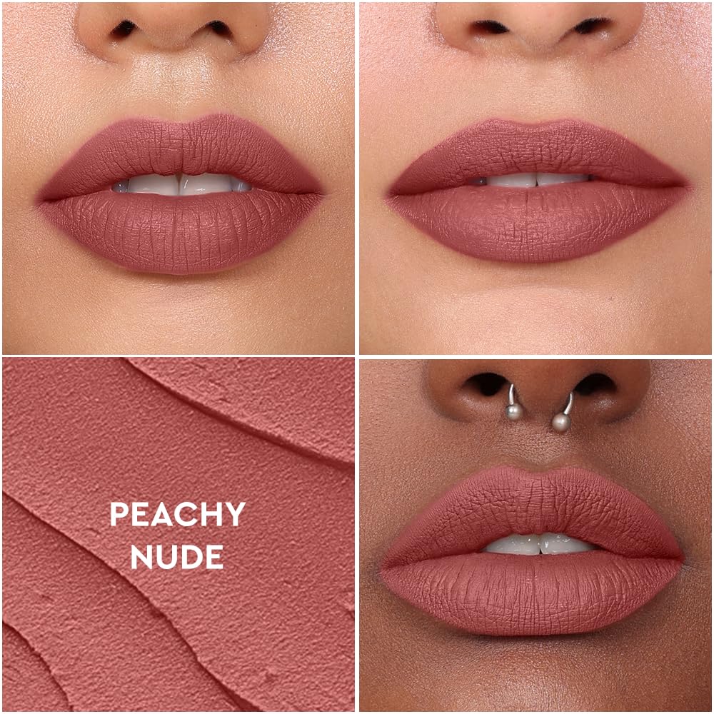 Kiro Non-Stop Airy Matte Liquid Lipstick - Peachy Nude (Warm Dusty Peach), 5ml | Super-Pigmented, Long-Lasting, hydrating | Waterproof, Smudge-Proof, Lightweight | Infused with Avocado & Apricot Oil