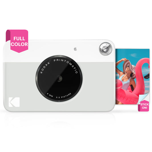 Kodak PRINTOMATIC Digital Instant Print Camera (Grey), Full Color Prints On Zink 2x3 Sticky-Backed Photo Paper - Print Memories Instantly