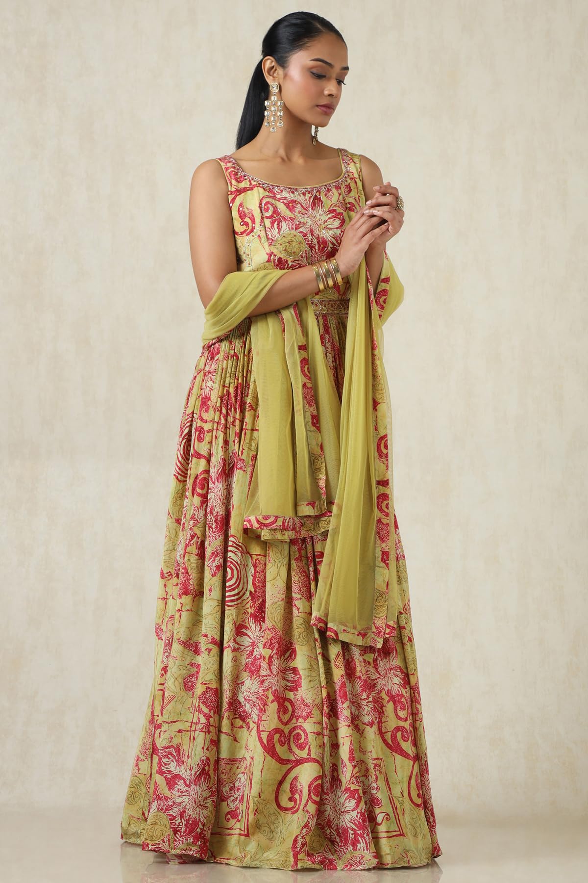 Soch Women's Viscose Crepe Maxi Gown (OWA4CD21149_Sap Green