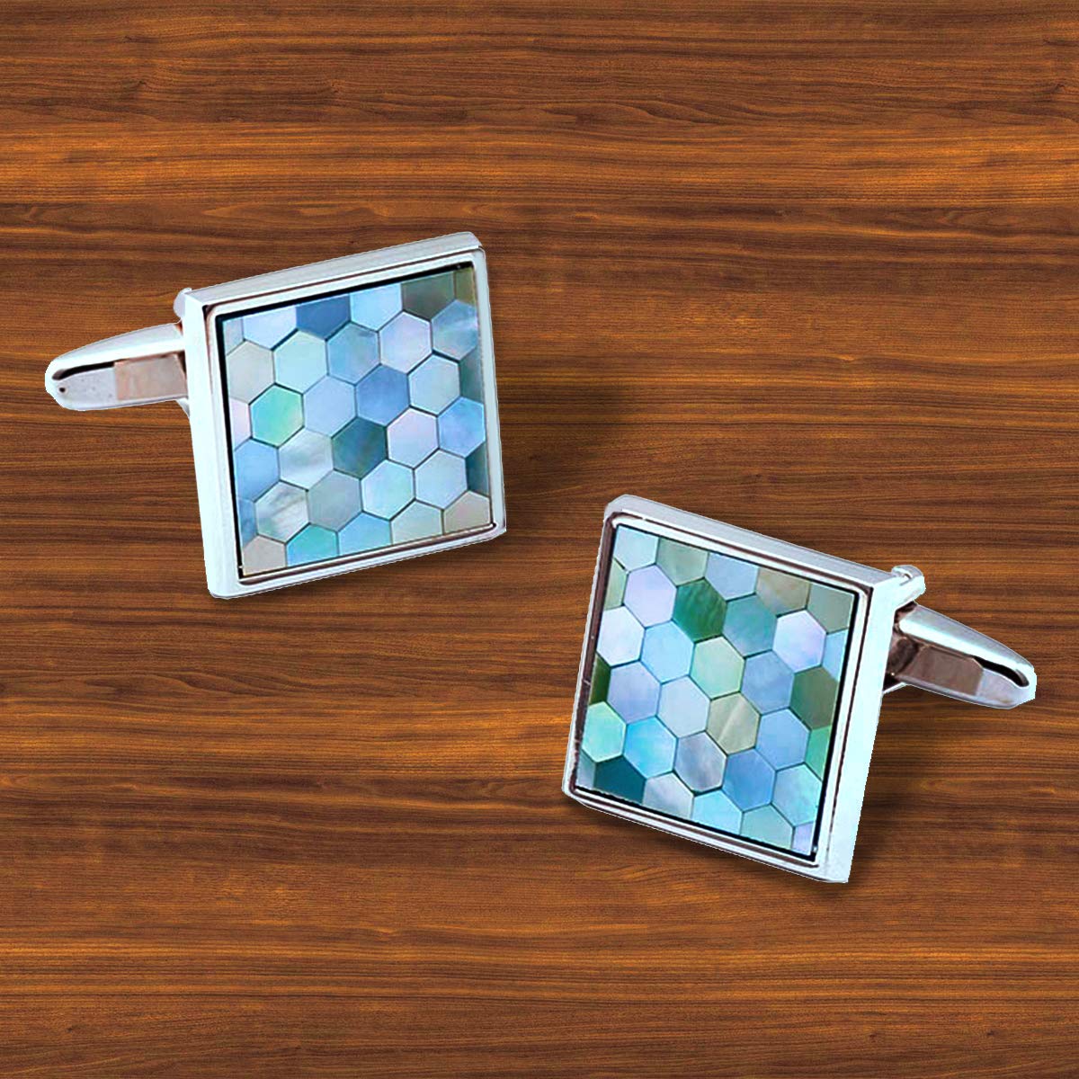 Zivom® Enamel Sky Blue Brass Office Formal Shirt Blazer Cufflinks Pair Men Gift Box