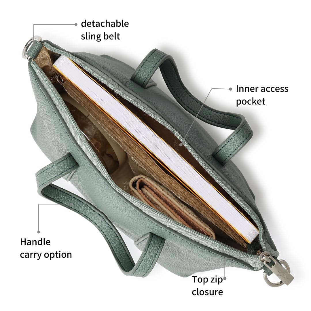 Fastrack Smooth Talker Sling Bag for Women | Detachable Sling Belt, Handle Carry Option, Pebbled Faux Leather, Top Zip Closure & Inner Access Pockets | Versatile & Stylish Compact Bag
