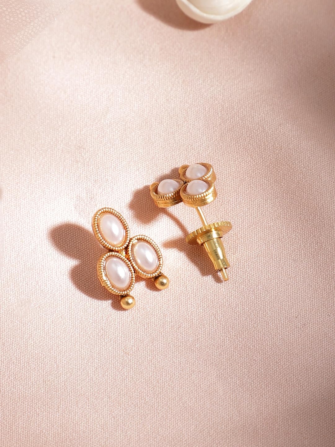 Rubans 22K Gold-Plated Handcrafted Artificial Jewelry Oval Choker Set with Pearl Studded And Matching Earrings For Women and Girls – Perfect for Weddings and Special Occasions