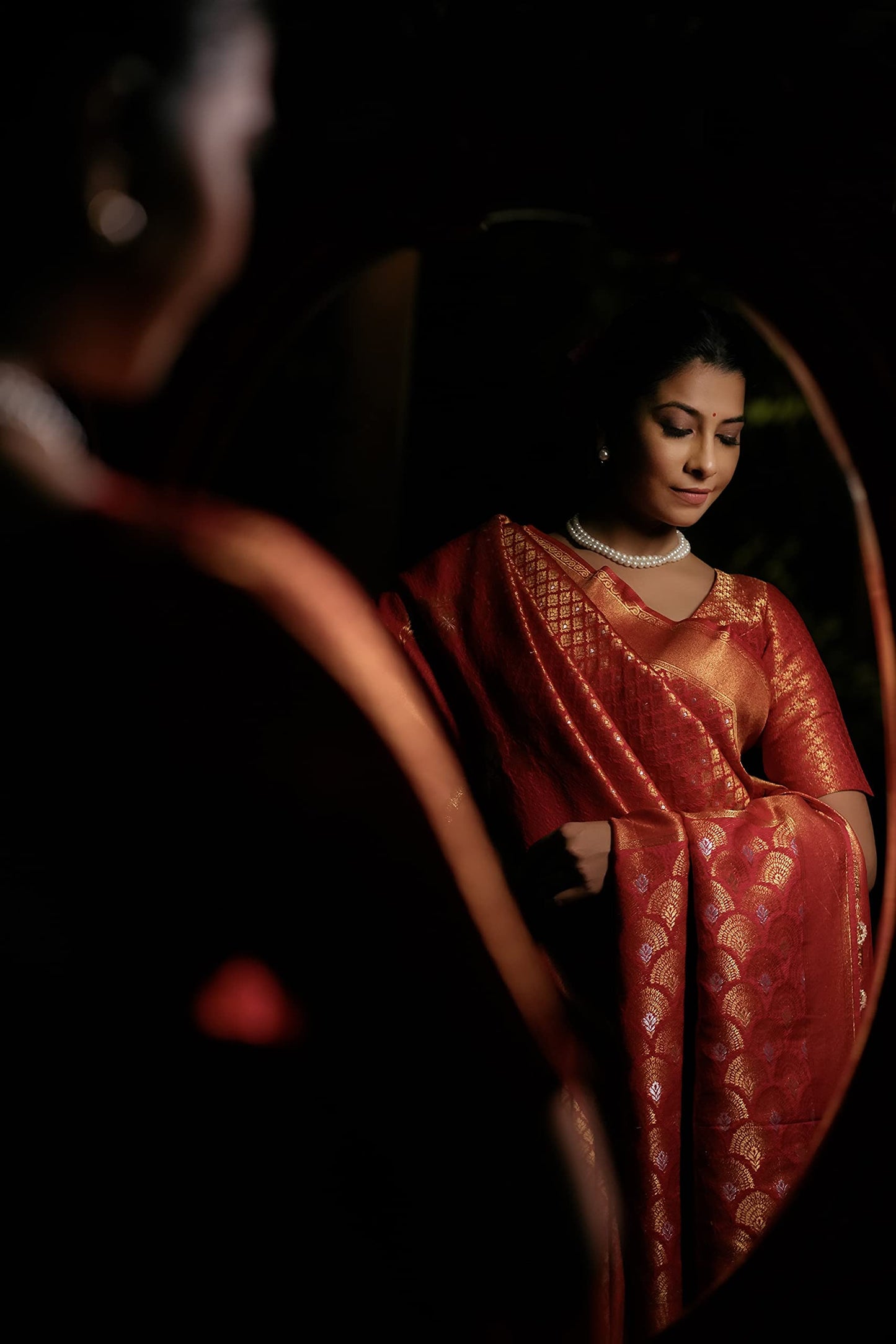 Vardha Women's Kanchipuram Art Silk Saree with Unstitched Blouse Piece - Zari Woven Work Sarees for Wedding (Anamika Silk, 399, Red)