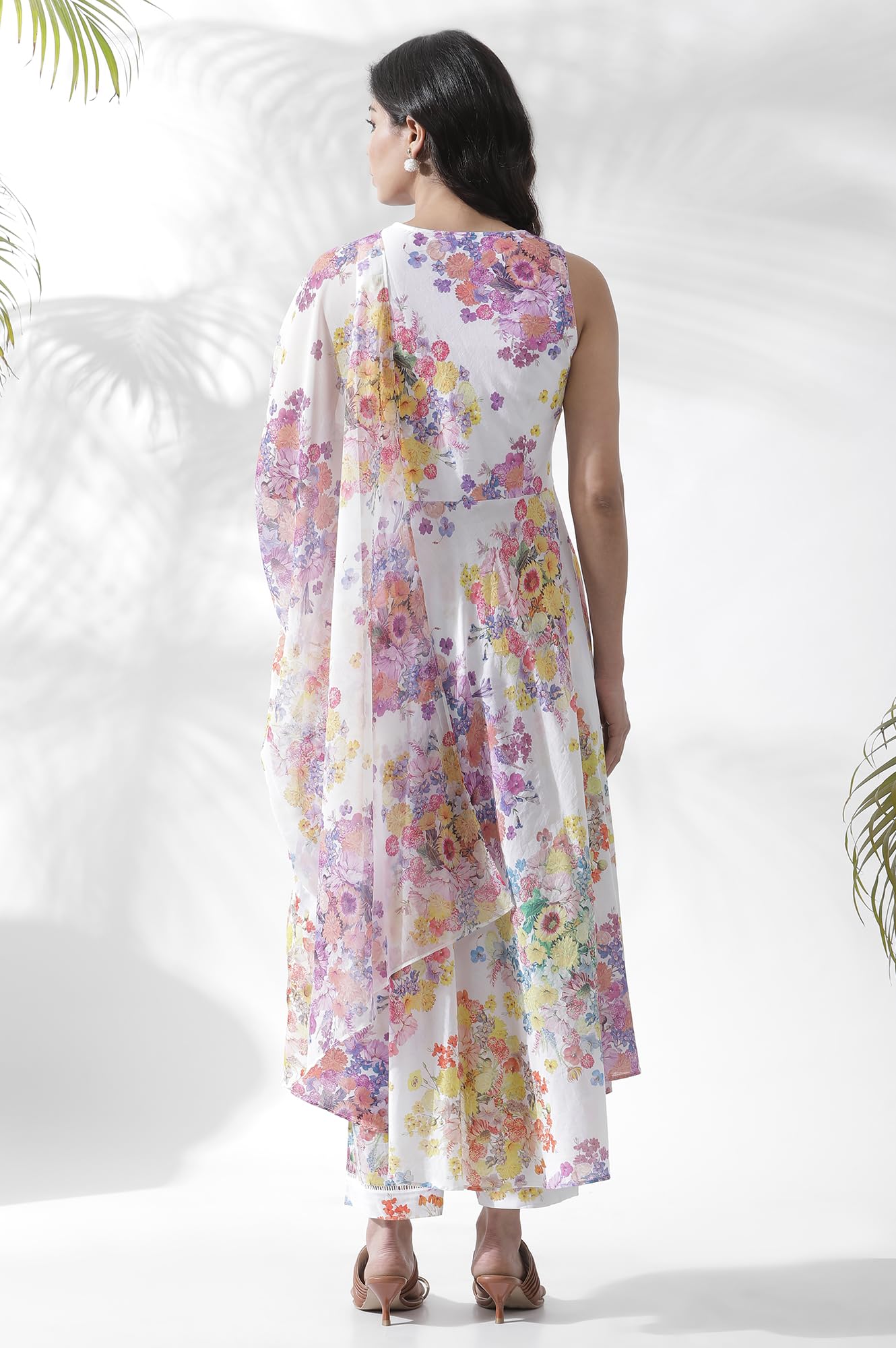 W Women White Floral Print Cotton Co-Ord Kurta Set, Straight Pant & Dupatta_24FEWS11249-123571_XS