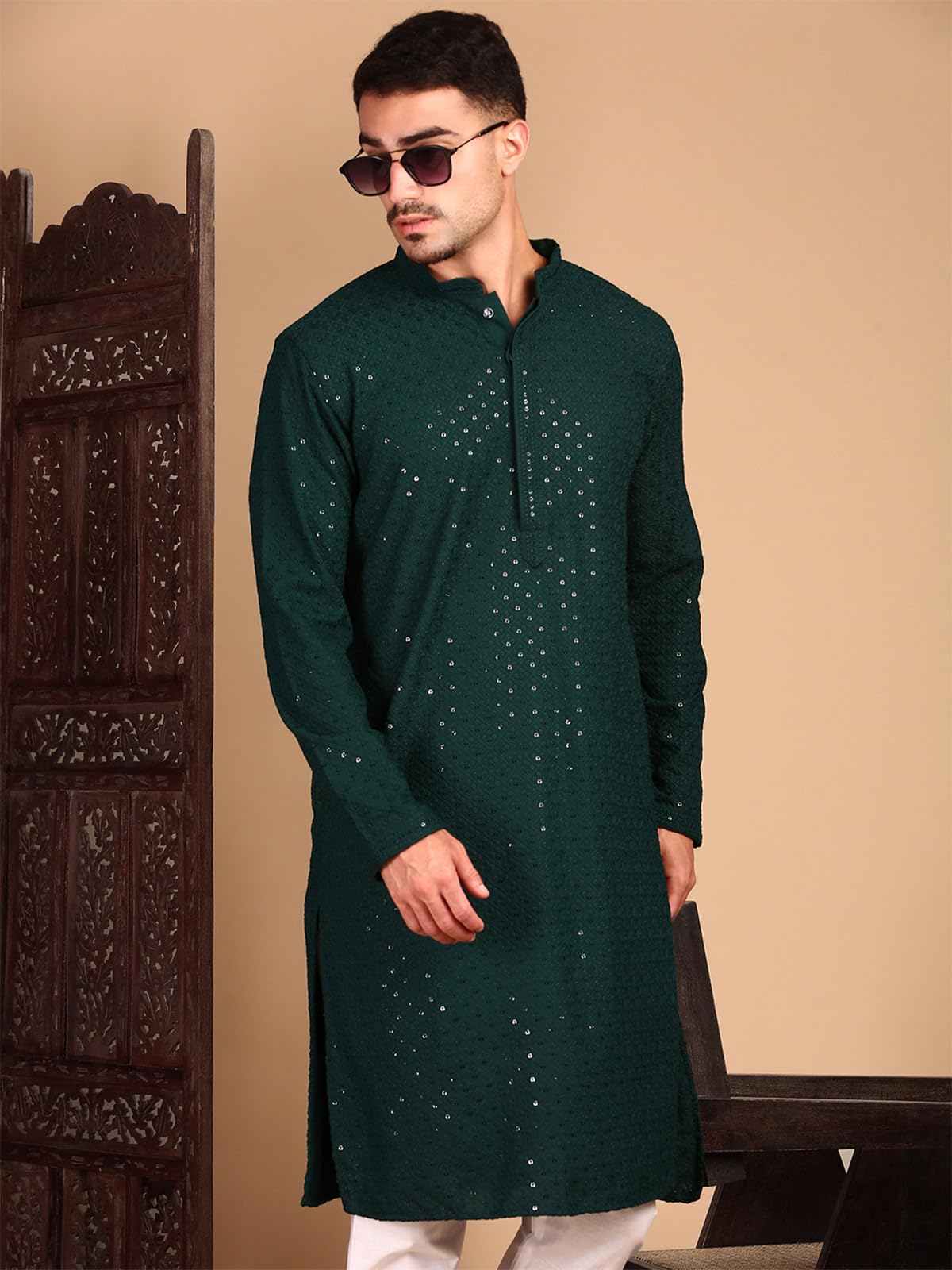 Sanwara Men's Rayon Floral Regular Kurta Set
