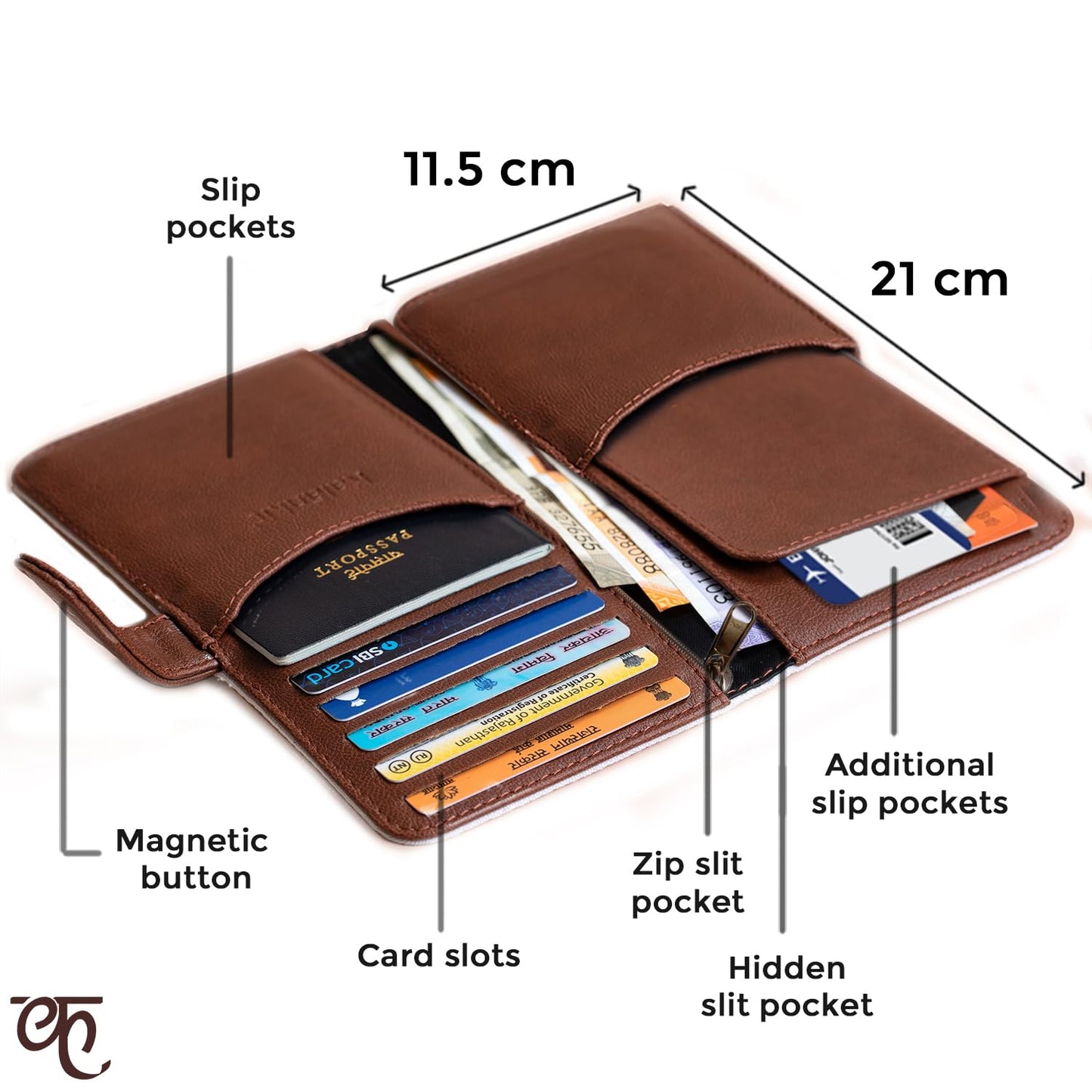Kalankit Passport Wallet for Women | Vegan Leather Bi-Fold Long Wallet & Travel Purse | Valentine Gift for Her, Valentine Gifts for Women | Worthy