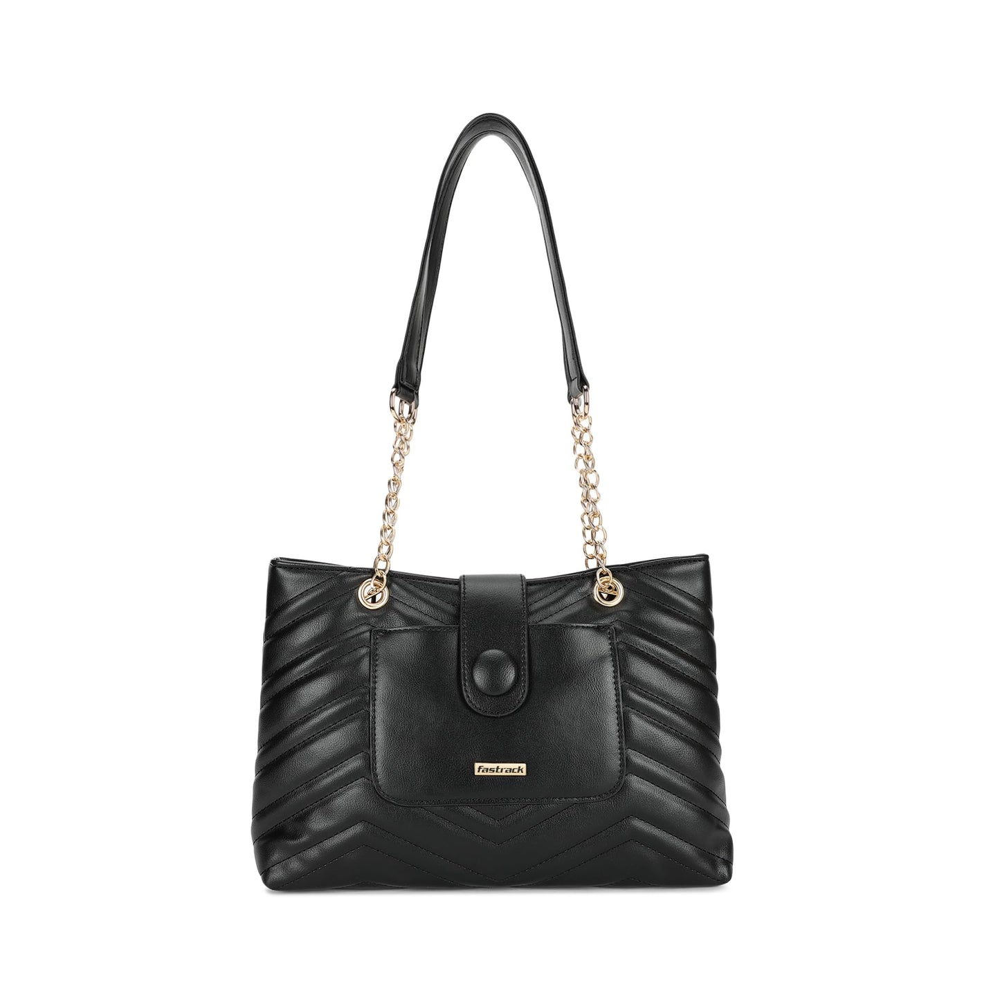 Fastrack Quilted Structured Tote Bag with Semi-Metallic Shoulder Strap for Women, Girls and Ladies