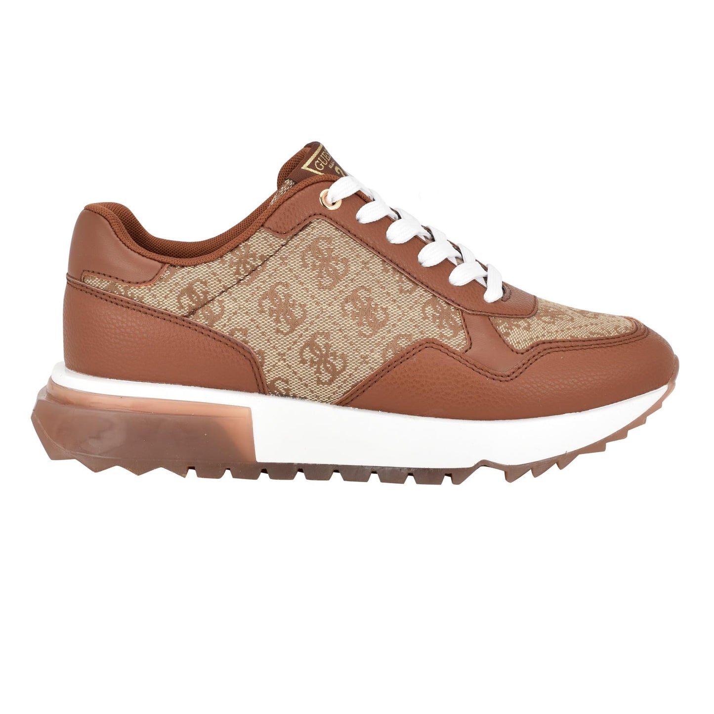 GUESS womens MelanySneaker, Medium Brown Logo Multi, 8