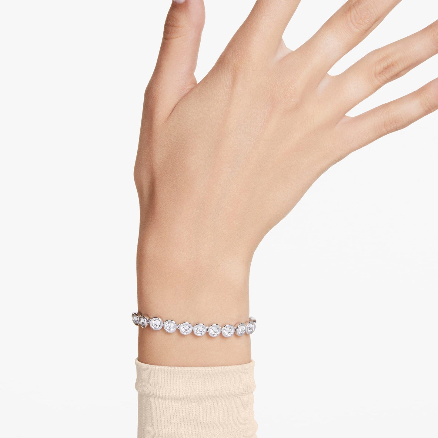 Swarovski Imber Tennis Bracelet, Round Cut, White, Rhodium Plated