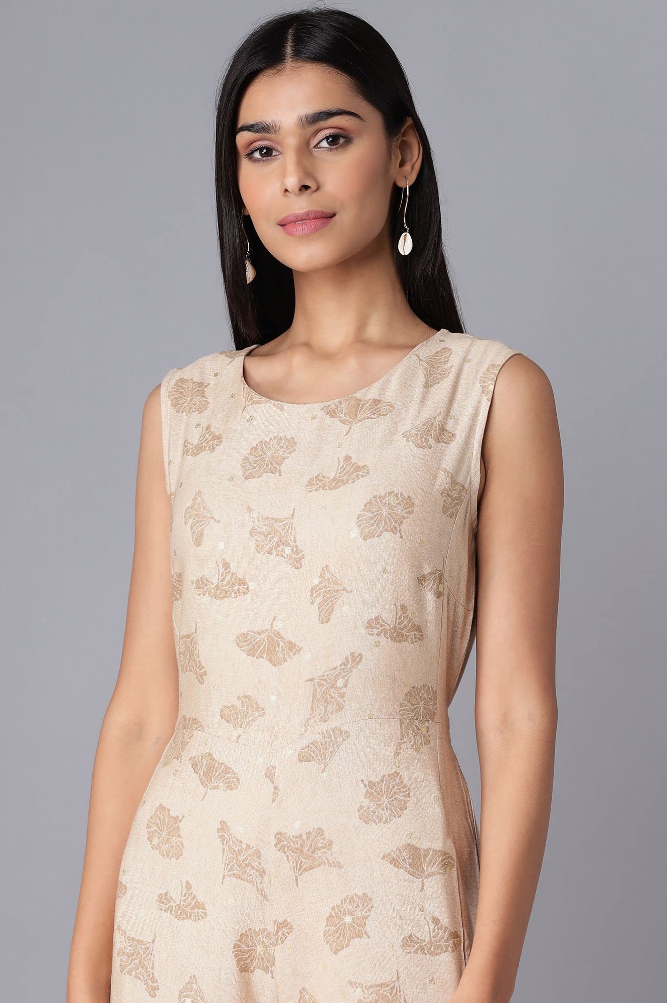 W for Woman Almond Beige Printed Jumpsuit_22FEW17275-116737_XL