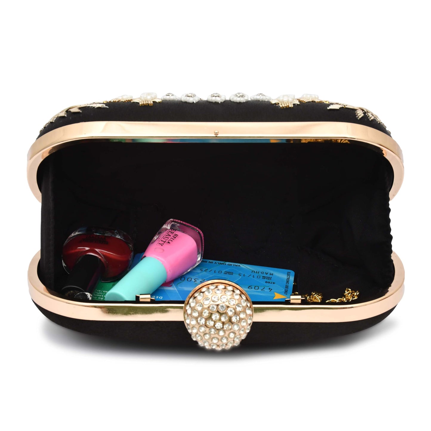 For The Beautiful You Black Embroidred Women's Clutch (cp-128)