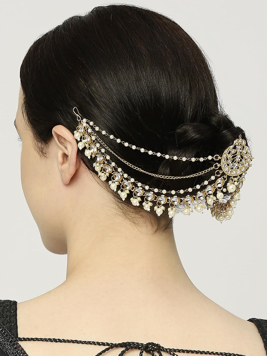 OOMPH Jewellery Gold Tone Ethnic Sheeshphool-Kundan Jadau Floral Design for Women & Girls Stylish Latest (DST4_O2)