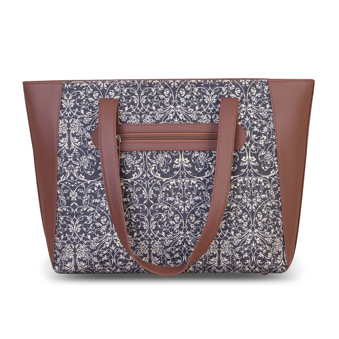 ZOUK Women's Handcrafted Black Lace Side Tote Bag and Handbag for Office and College