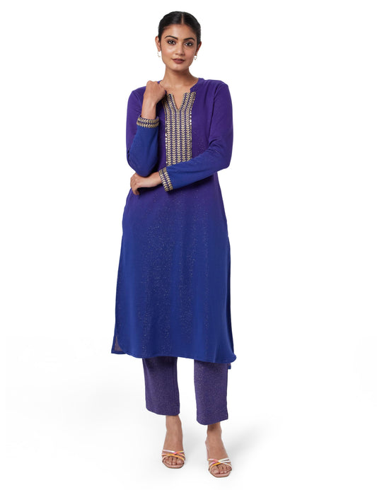 Biba WOMEN YARNDYED STRAIGHT MIX AND MATCH(WINTER W2227_NAVY PURPLE_38)