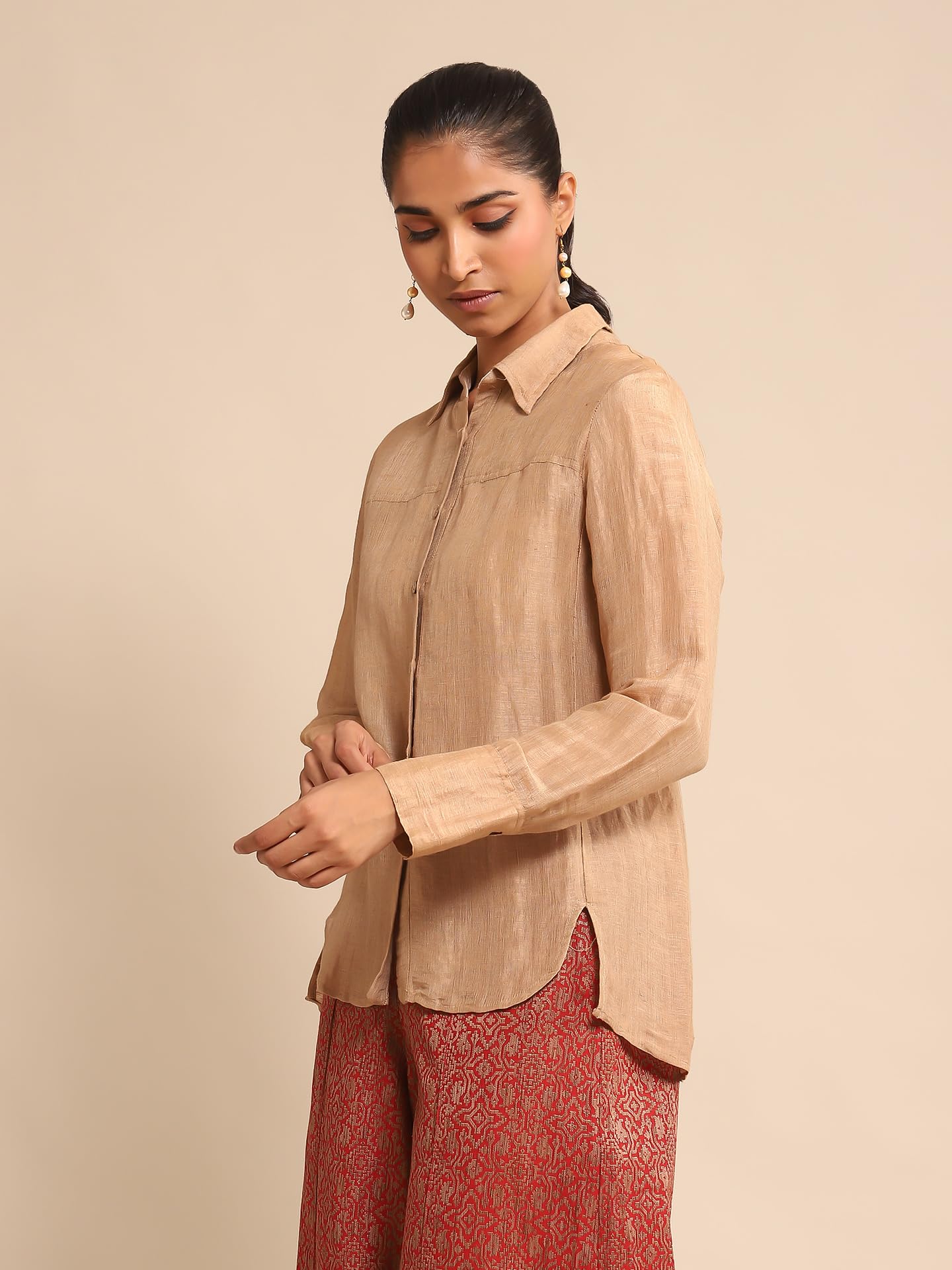 Ritu Kumar Beige Silk Shirt