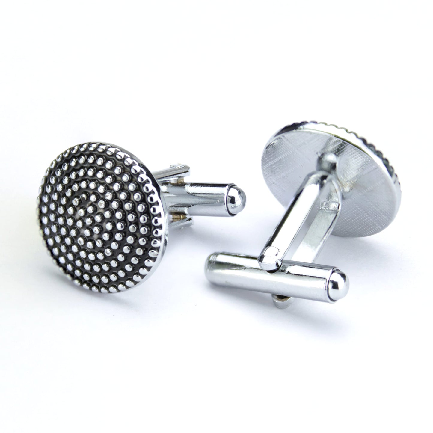 Kavove The Dot Pod Black & Silver Cufflink For Men