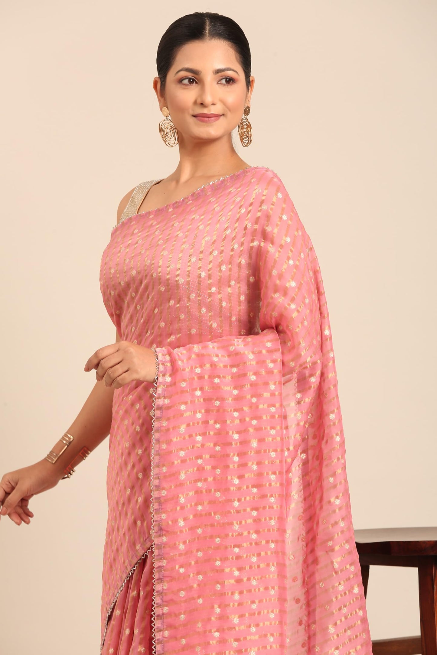 MOHEY Women's Art Silk Zari Weave Saree (Pink)