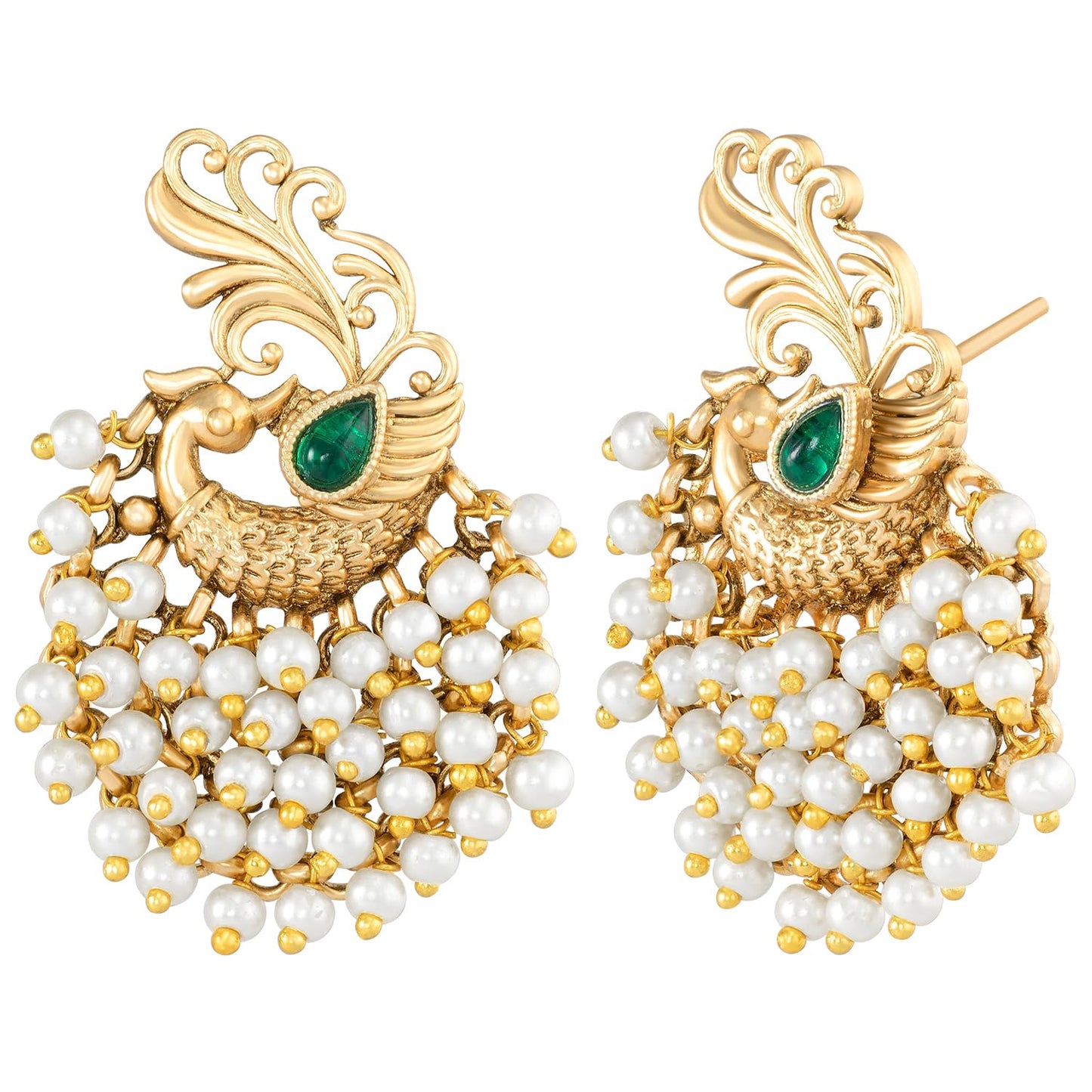 Peora Gold Plated Beads Studded Drop & Dangle Earrings Jewellery Gift for Girls & Women