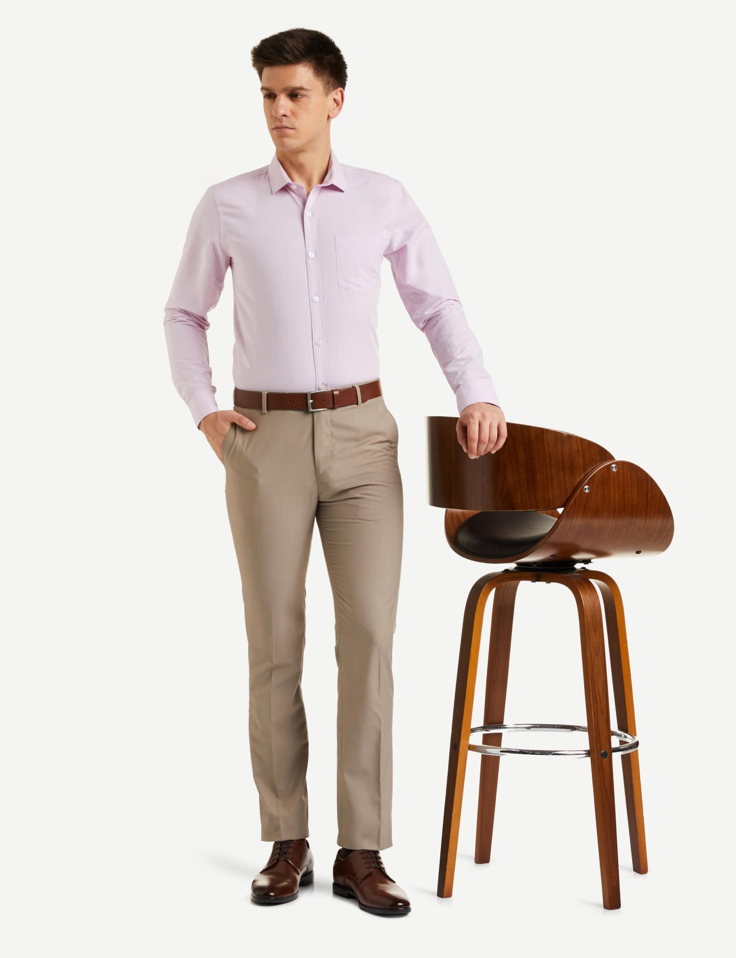 Amazon Brand - Symbol Men's Cotton Rich Formal Shirt | Plain | Full Sleeve - Regular Fit (Available in Plus Size) (Lilac_46)