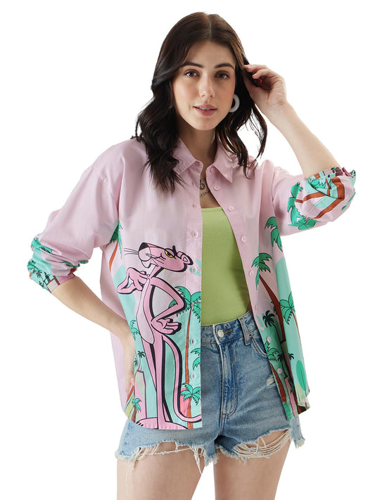 The Souled Store Women's Oversized Fit Button Down Shirt (249305_Pink