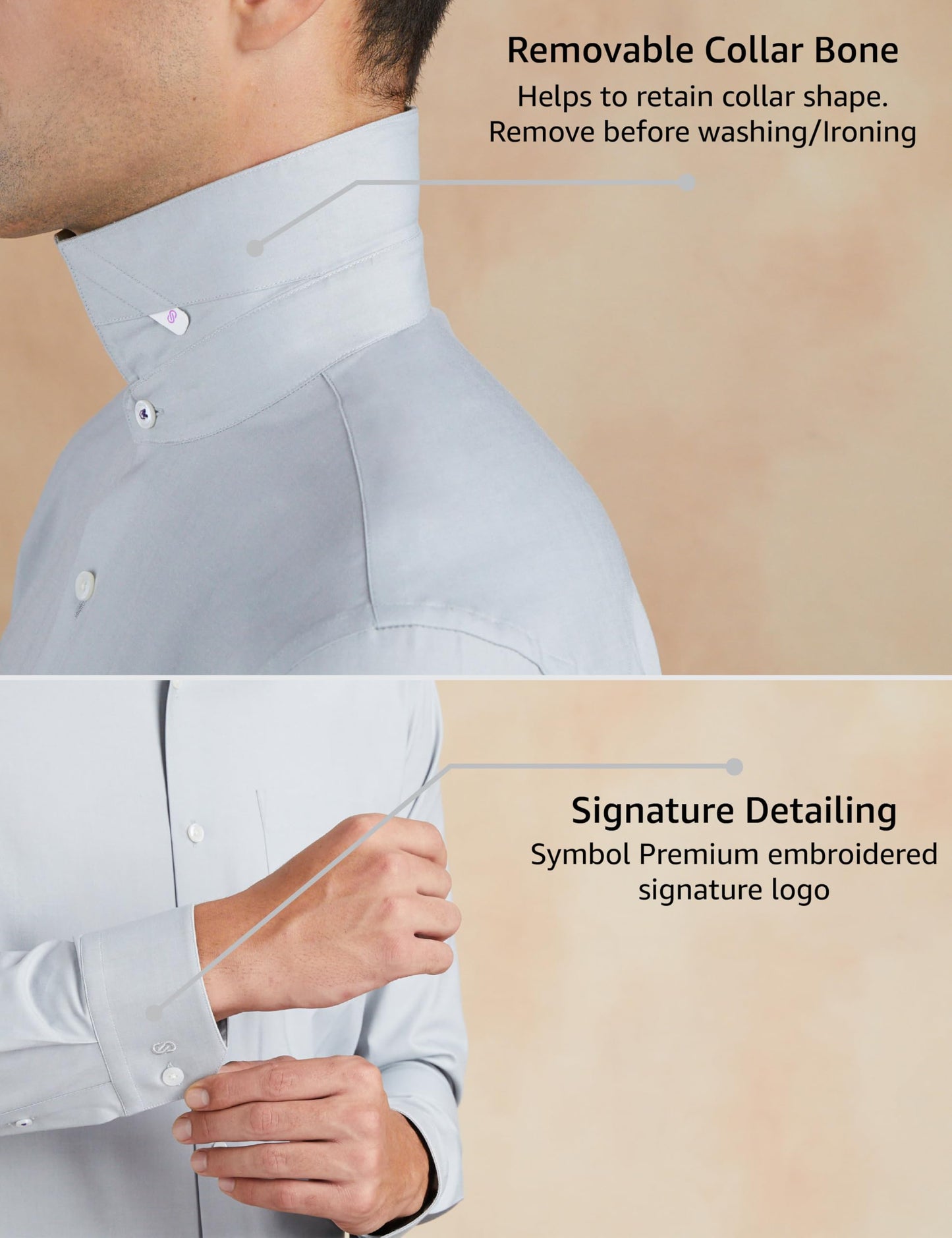 Symbol Premium Men's Cotton Non-Iron Formal Shirt (Regular Fit | Solid) (SP-M-S24-FS-02_Light Grey_40)