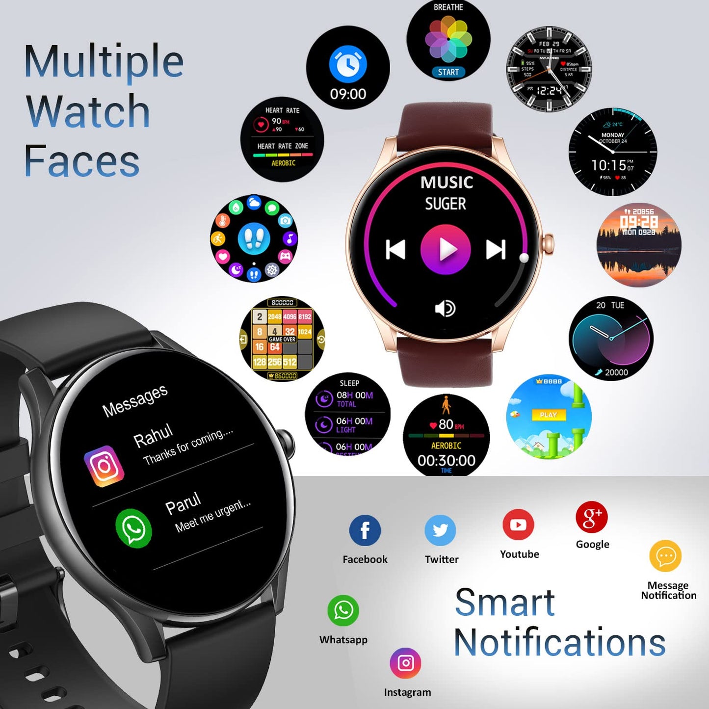 Maxima Nitro 1.39" HD Large Round Bluetooth Calling Smart Watch| 600 Nits| One Tap Connect| Metallic Design| 8 Days Battery| AI Voice Assist| 100+ Sports Mode| Calculator Smartwatch for Men and Women