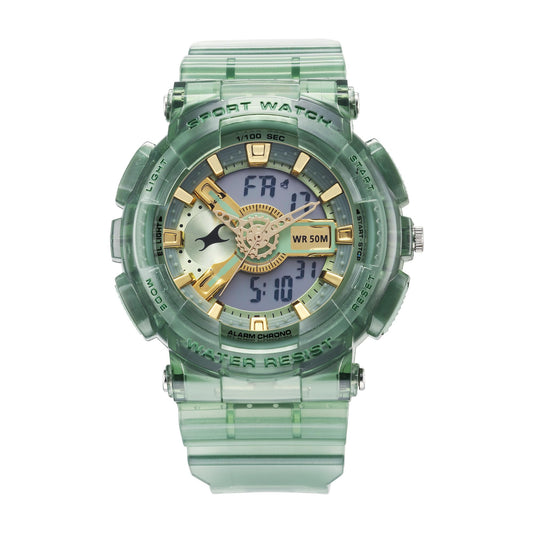 Fastrack StreetStyle Ana Digi Analog Digital Digital Dial Translucent Green PU Strap Watch for Guys