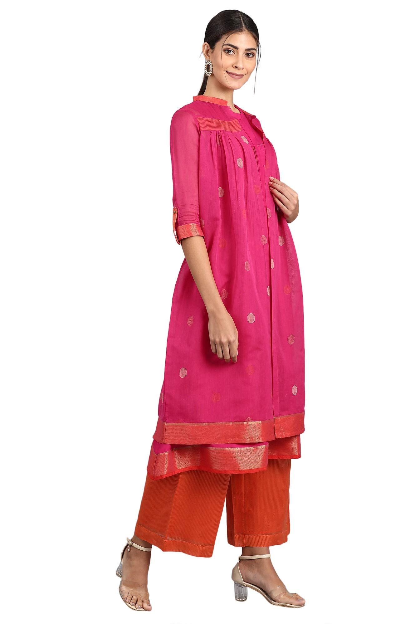 W for Woman Women's Rayon Salwar Suit Set (19AUWS12903-212656_Pink_XS (6))