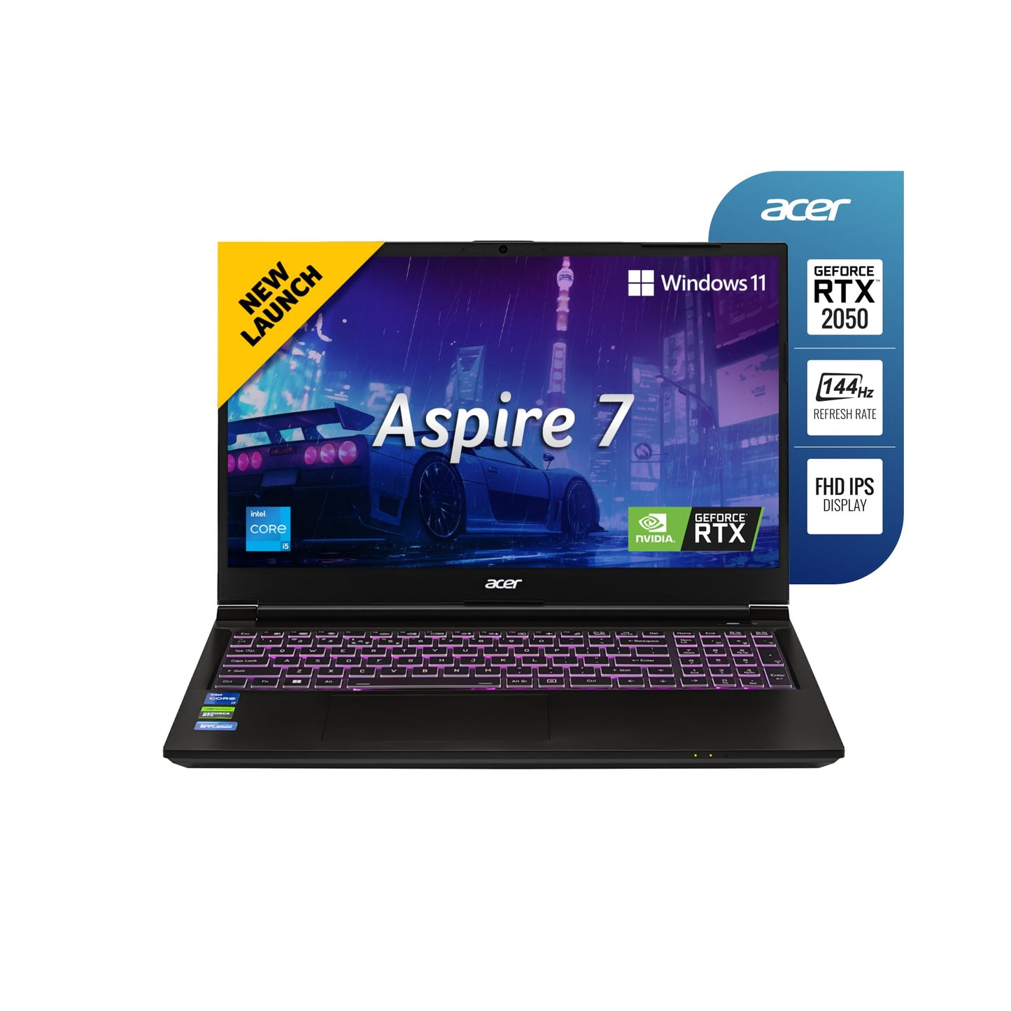 Acer Aspire 7 Intel Core i5-13420H/ NVIDIAGeForce RTXTM 2050 Premium Laptop (Windows 11 Home/16 GB RAM/512GB SSD/54 WHR) A715-79G with 39.62cm (15.6") Full HD Display, Metal Body, 1.99 KG