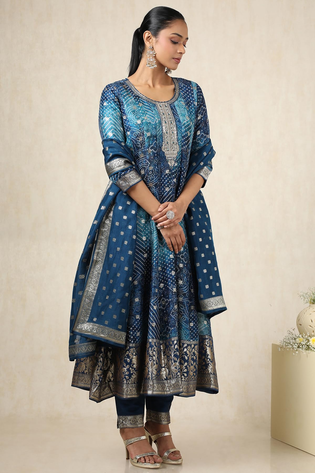 Soch Women's Brocade Salwar Suit Set (EWS5CD21722_Blue