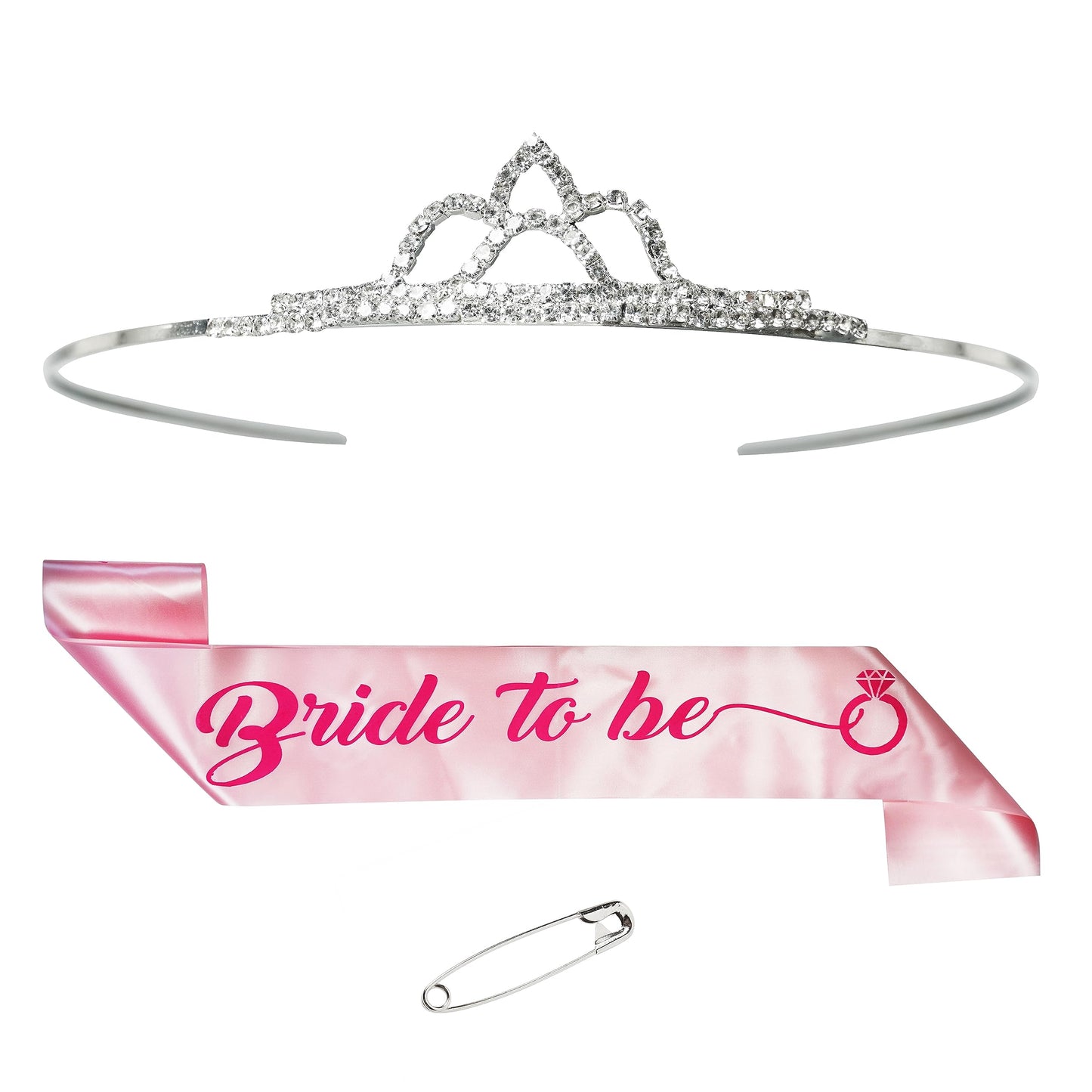 Decofy Bride Crown and Sash Combo | Bride to Be Sash With Tiara Crown Set | Bridal Shower Kit | Gold Crown & Satin Sash | Bachelorette Party Supplies | Bridal Shower Decorations & Wedding Celebration